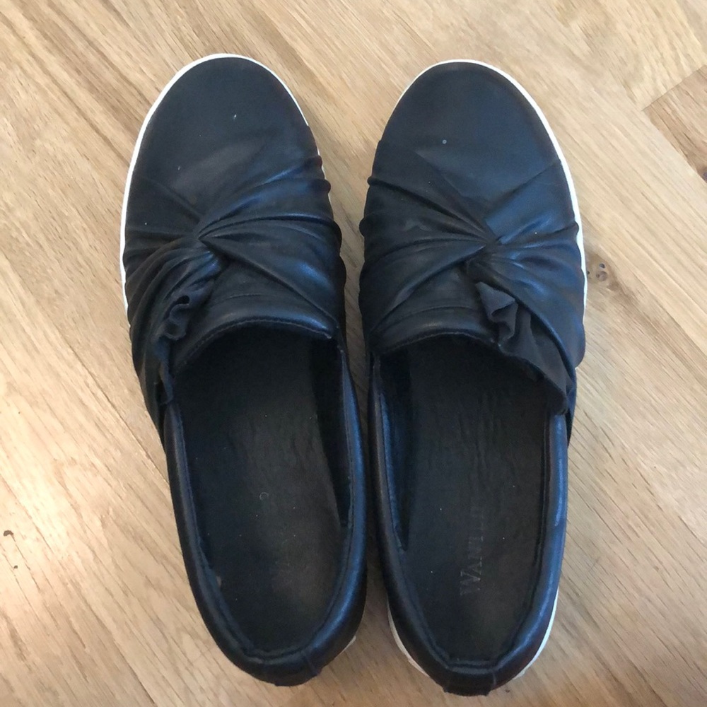 Black tie slip on sneakers